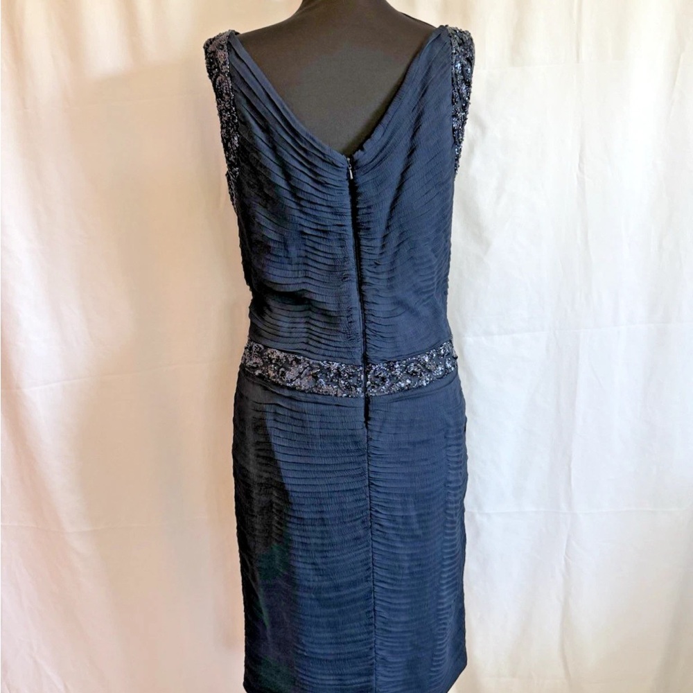 Tadashi Collection Navy Silk Sequin Cocktail Dress - Size 10 Medium - Picture 4 of 5